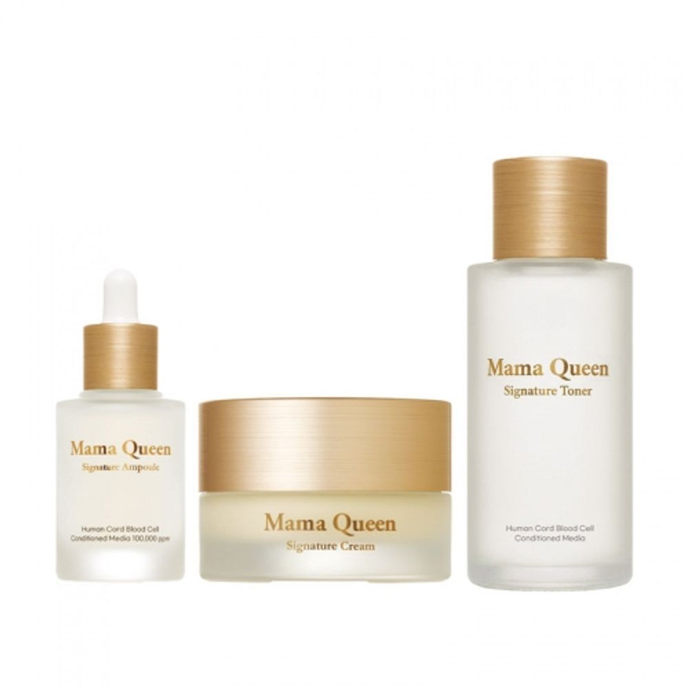 [Green Friends] Mama Queen Signature Skincare 3-Piece Set Toner Ampoule Cream Human Cord Blood Stem Cell Exosome Anti Aging Kit _ Made in Korea